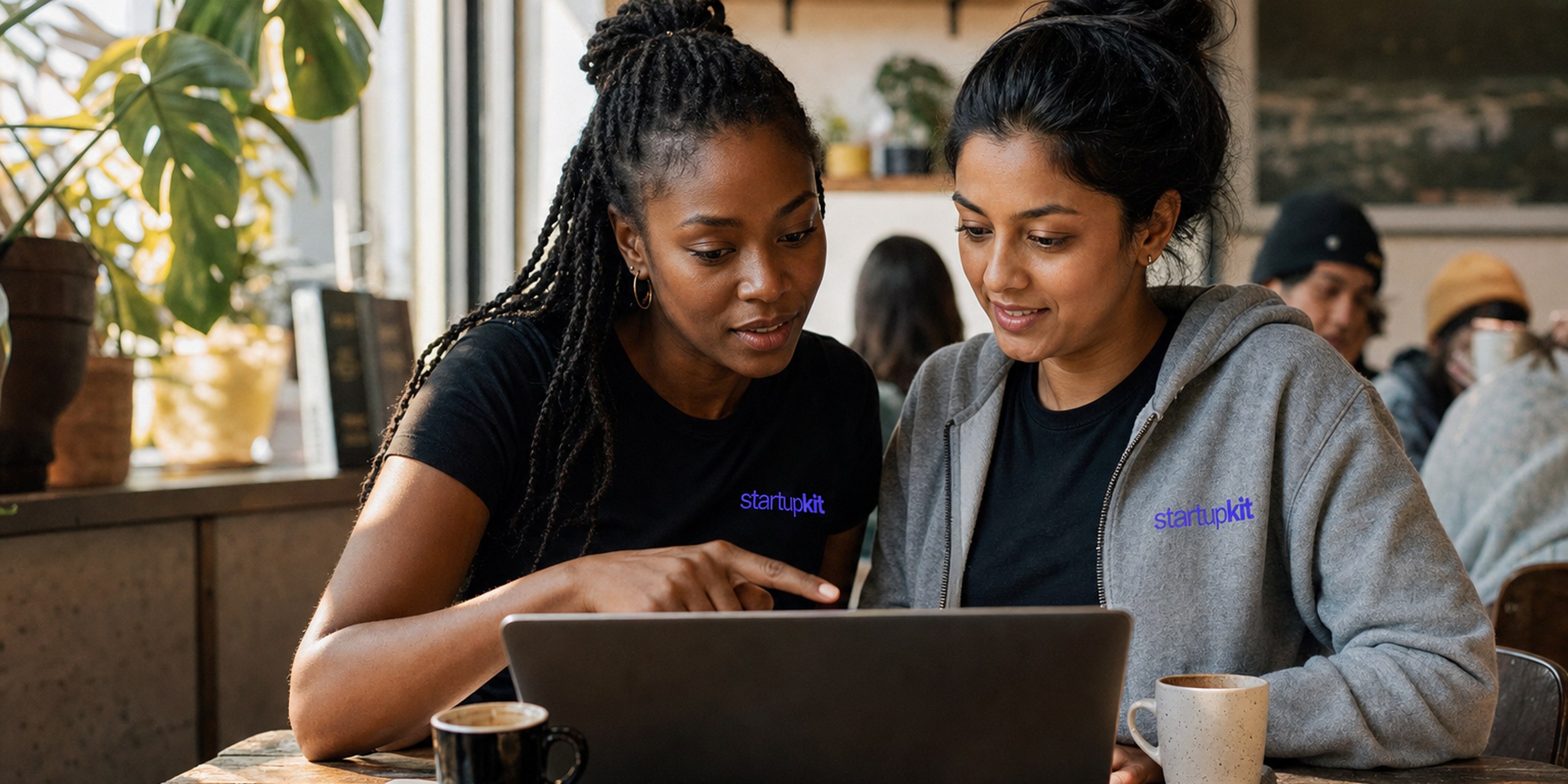 A startup head of talent reviewing a candidate's application on a laptop, with a human reviewer's named recommendation and a timestamped decision rationale visible on screen instead of an opaque numeric score